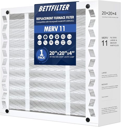 20x20x4 AC Furnace Air Filter Compatible with Honeywell FC100A1011, MERV 11 HAVC Filter Replacement, Actual Size:19.94"x19.75"x4.38", Pack of 2 in Saudi Arabia