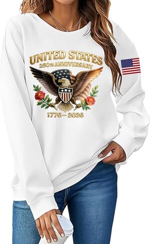Women's 250th Anniversary USA Sweatshirt 1776-2026 250 Years of Liberty Patriotic Eagle Flag Pullover in Saudi Arabia