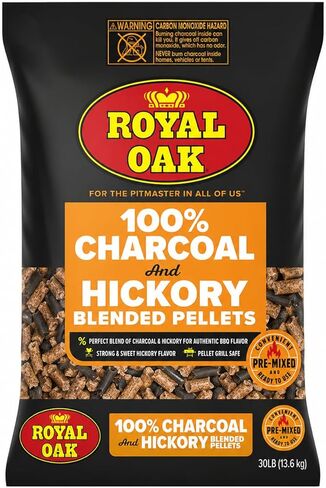 Royal Oak 100 Percent Charcoal Hardwood Pellets for Real BBQ Flavor, Grilling and Smoking, High Heat, Resists Water, Easy to Clean, 30 Pound Bag in Saudi Arabia