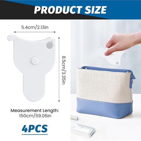 4 Pack Retractable Body Measuring Tape Set, Automatic Measuring Tape with Locking Mechanism and Push Button for Body Measurements, Ideal for Fitness, Tailoring & Weight Loss Tracking in Kuwait