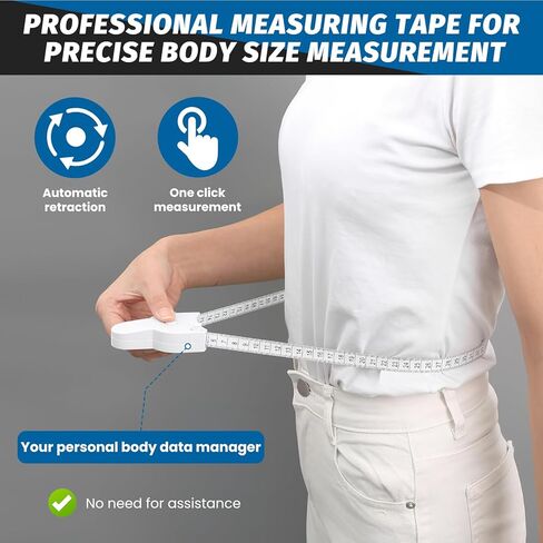 4 Pack Retractable Body Measuring Tape Set, Automatic Measuring Tape with Locking Mechanism and Push Button for Body Measurements, Ideal for Fitness, Tailoring & Weight Loss Tracking in Kuwait