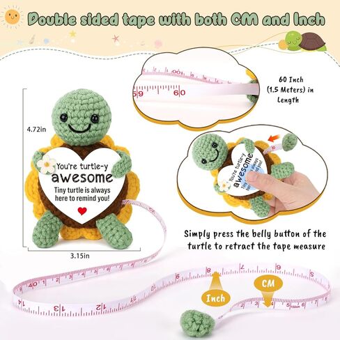 Soul Sisters Cute Gifts Crochet Sunflower Turtle 60in Body Tape Measure Retractable Birthday, Graduation Gifts for Best Friend Bestie, Adult Inspirational Handmade Sewing Supply in Saudi Arabia