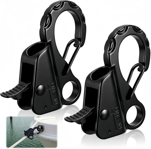 Tlence 2 Pack Boat Anchor Hooks, Stainless Steel Sliding Clips with Quick Release, Adjustable Boat Rope Clamp for 3/8"-5/8" Lines, Knotless Marine Rope Hook for Small Boat Pontoons Kayaks Docking in Saudi Arabia