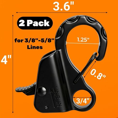 Tlence 2 Pack Boat Anchor Hooks, Stainless Steel Sliding Clips with Quick Release, Adjustable Boat Rope Clamp for 3/8"-5/8" Lines, Knotless Marine Rope Hook for Small Boat Pontoons Kayaks Docking in Saudi Arabia