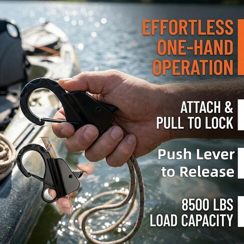 Tlence 2 Pack Boat Anchor Hooks, Stainless Steel Sliding Clips with Quick Release, Adjustable Boat Rope Clamp for 3/8"-5/8" Lines, Knotless Marine Rope Hook for Small Boat Pontoons Kayaks Docking in Saudi Arabia