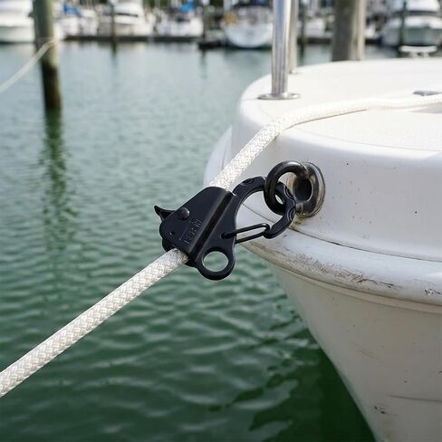Tlence 2 Pack Boat Anchor Hooks, Stainless Steel Sliding Clips with Quick Release, Adjustable Boat Rope Clamp for 3/8"-5/8" Lines, Knotless Marine Rope Hook for Small Boat Pontoons Kayaks Docking in Saudi Arabia