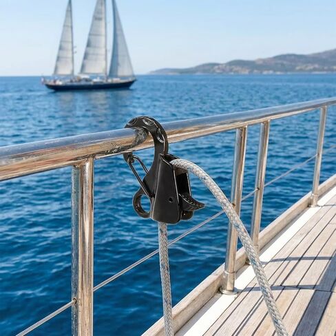 Tlence 2 Pack Boat Anchor Hooks, Stainless Steel Sliding Clips with Quick Release, Adjustable Boat Rope Clamp for 3/8"-5/8" Lines, Knotless Marine Rope Hook for Small Boat Pontoons Kayaks Docking in Saudi Arabia