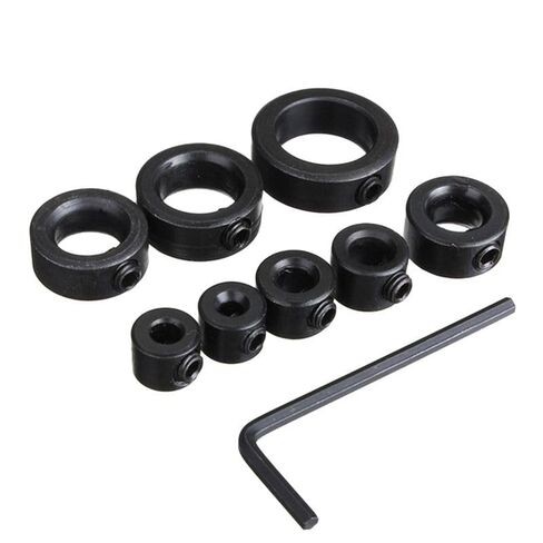 8 Pcs Adjustable Drill Depth Stop Collar Set with Wrench, Tools & Home Improvement，Precision Guide Rings for Working and Projects (Black) in Saudi Arabia