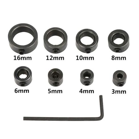 8 Pcs Adjustable Drill Depth Stop Collar Set with Wrench, Tools & Home Improvement，Precision Guide Rings for Working and Projects (Black) in Saudi Arabia