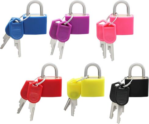 Small Locks with Keys 6Pcs Suitcase Locks - Multicolor, Mini Luggage Locks Metal Tiny Padlock with Plastic-Covered for Suitcase Boxes Travel Bags Drawer Backpack in Saudi Arabia