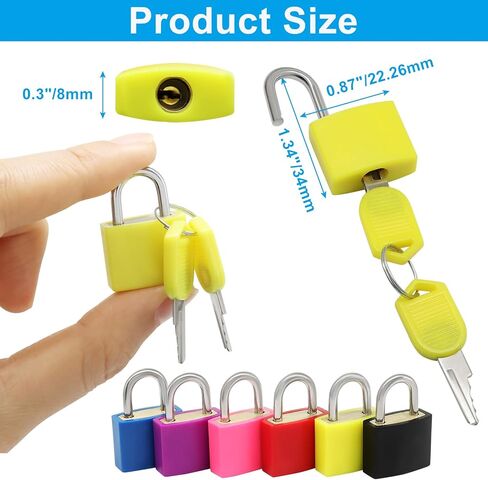 Small Locks with Keys 6Pcs Suitcase Locks - Multicolor, Mini Luggage Locks Metal Tiny Padlock with Plastic-Covered for Suitcase Boxes Travel Bags Drawer Backpack in Saudi Arabia