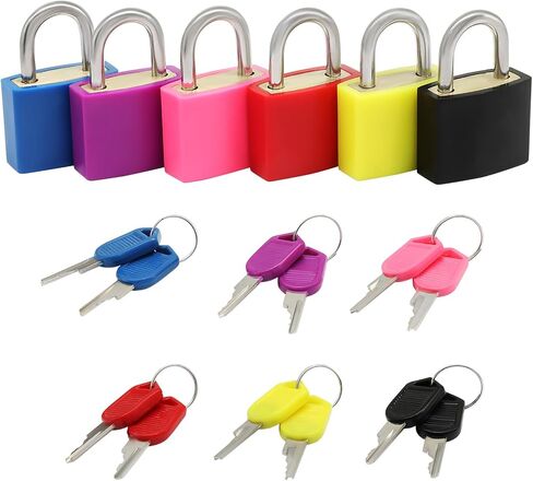 Small Locks with Keys 6Pcs Suitcase Locks - Multicolor, Mini Luggage Locks Metal Tiny Padlock with Plastic-Covered for Suitcase Boxes Travel Bags Drawer Backpack in Saudi Arabia