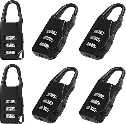 6Pcs Combination Luggage Locks, 3 Digit Combination Padlock, Zinc Alloy Security Travel Locks for Suitcase, Backpack, Gym Locker, Easy Read Dials, Keyless Password Lock, Black in Saudi Arabia