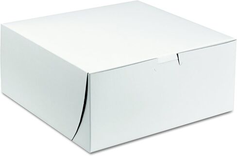 Southern Champion Tray 0961 Premium Clay Coated Kraft Paperboard White Non-Window Lock Corner Bakery Box, 9" Length x 9" Width x 4" Height (Case of 200) in Saudi Arabia