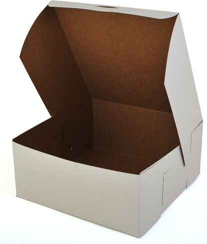 Southern Champion Tray 0961 Premium Clay Coated Kraft Paperboard White Non-Window Lock Corner Bakery Box, 9" Length x 9" Width x 4" Height (Case of 200) in Saudi Arabia