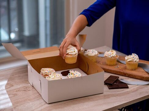Southern Champion Tray 0961 Premium Clay Coated Kraft Paperboard White Non-Window Lock Corner Bakery Box, 9" Length x 9" Width x 4" Height (Case of 200) in Saudi Arabia