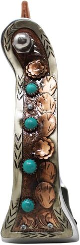 CHALLENGER Western Copper Cactus Engraved Turquoise Rhinestone Barrel Racing Aluminum Stirrups 51255 in Saudi Arabia