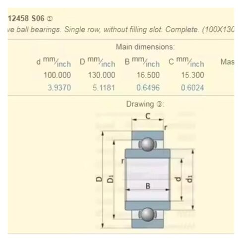 AB12458S06 100X130X16.5MM الكرات الأخدود العميق in Kuwait