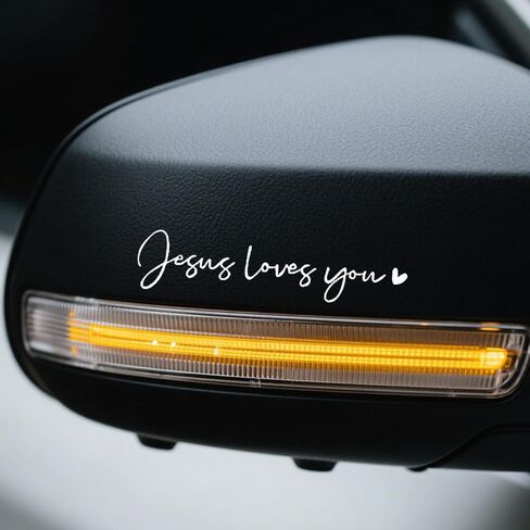 2 Pcs Jesus Love You Rear View Mirror Decal Sticker Motivational Decal Funny Cute Car Stickers Positive Car Decor for Women New Car Gift in Saudi Arabia