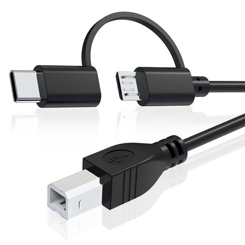 Micro USB/USB C to USB B Printer Cable Compatible with MacBook Pro, Air, HP, Canon, Brother, Dell, Epson, Lexmark, MIDI Cable for Yamaha Casio Digital Piano, DAC, DJ Controller, MIDI Keyboard, 3.3ft in Saudi Arabia