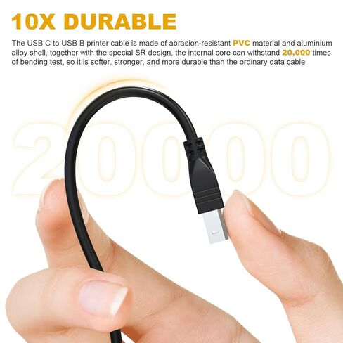 Micro USB/USB C to USB B Printer Cable Compatible with MacBook Pro, Air, HP, Canon, Brother, Dell, Epson, Lexmark, MIDI Cable for Yamaha Casio Digital Piano, DAC, DJ Controller, MIDI Keyboard, 3.3ft in Saudi Arabia