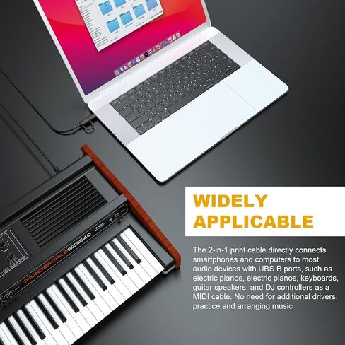 Micro USB/USB C to USB B Printer Cable Compatible with MacBook Pro, Air, HP, Canon, Brother, Dell, Epson, Lexmark, MIDI Cable for Yamaha Casio Digital Piano, DAC, DJ Controller, MIDI Keyboard, 3.3ft in Saudi Arabia