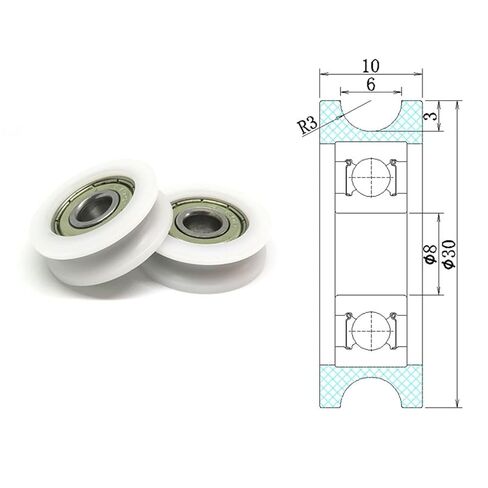 8x30x10mm BSU60830-10 R3 U Track Guide Groove Roller Wheel 4Pcs in Saudi Arabia