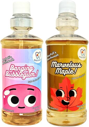 Bubblegum Flavored Kid's Mouthwash, Safe to Swallow, Natural, Promotes Healthy Teeth, Gentle Taste, No Burn, No Fluoride, No Alcohol, Todler to Teen 16.9oz (Pack of 2). in Saudi Arabia