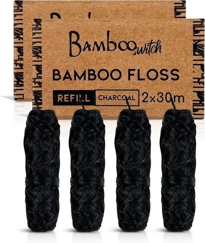 Bamboo White Dental Floss Refills (4 Spools), Eco-Friendly, Mint Bamboo Fiber, Vegan, Plastic-Free in Saudi Arabia