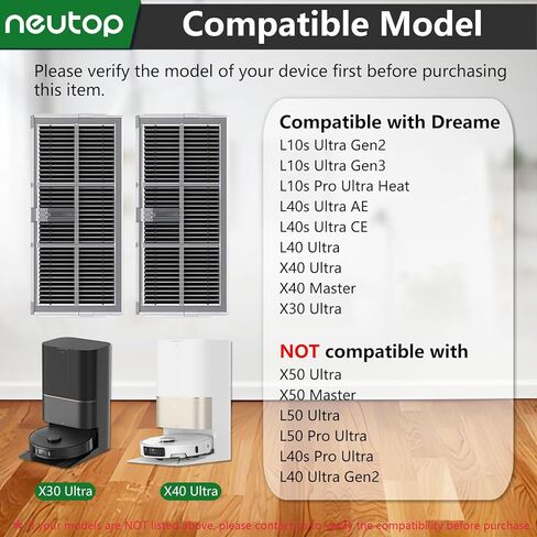 مرشحات نيوتوب البديلة متوافقة مع Dreame L10s Ultra Gen2/Gen3، L10s Pro Ultra Heat، L40s Ultra AE/CE، L40 Ultra، X40 Ultra/Master، X30 Ultra، أجزاء ملحقات المكنسة الكهربائية الروبوتية، 8 عبوات in Kuwait
