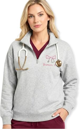 Custom Name Nurse Embroidered Quarter-Zip Sweatshirt with Title – RN Gift for Nursing Assistant or Nurse Graduation in Kuwait