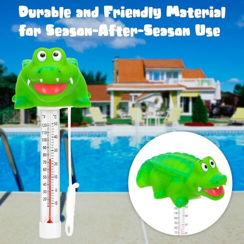 XY-WQ Floating Pool Thermometer, Large Size Easy Read for Water Temperature with String for Outdoor and Indoor Swimming Pools and Spas (Alligator) in Saudi Arabia