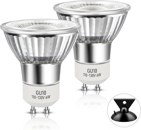 مصابيح LED GU10 ذات غطاء محرك السيارة، لمبة إضاءة LED 6 وات قابلة للتعتيم، لمبة هالوجين 50 وات مكافئة، 3000 ك أبيض دافئ، MR16 GU10 لمبة إضاءة لإضاءة المسار، إضاءة مريحة، عبوتان in Kuwait