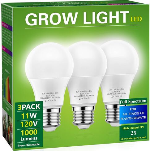 Briignite مصباح نمو معلق، 3 مصابيح LED تنمو كاملة الطيف مع سلك طاقة 8.86 قدم، مصابيح قابلة للاستبدال، قاعدة E26، ضوء نبات معلق قابل للربط، ما يعادل 300 واط in Kuwait