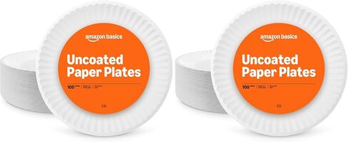 Amazon Basics 9" Uncoated White Paper Plates 100 Count (Pack of 1) in Saudi Arabia