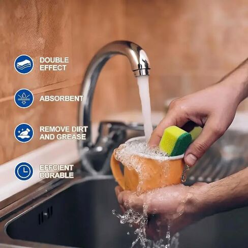 10 عبوات من إسفنجات تنظيف المطبخ، إسفنجة أطباق شديدة التحمل، إسفنجة تنظيف الأطباق للمنزل والمطبخ، إسفنجة تنظيف مضادة للخدش in Saudi Arabia