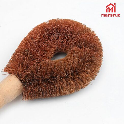 2pcs Coconut Fiber Bottle Brush, Bottle Cleaner Dish Scrubber, Eco Friendly Natural Wooden Cleaning Scrub Bristle Head for Deep Pan Kitchen Dishes Vegetable Washing, Sturdy Handle Holder, Dark Brown in Saudi Arabia
