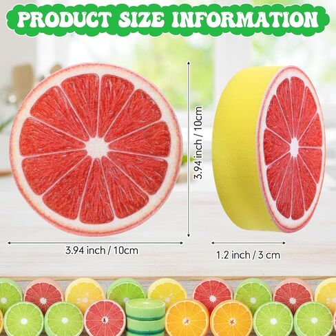 12 Pcs Lemon Printed Sponges Bulk Fruit Slices Dish Cleaning Sponges Household Non Scratch Reusable Absorbing Cleaning Scrub Tools for Washing Dishes, Cookware, Tubs, Sinks in Saudi Arabia