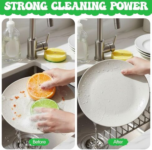 12 Pcs Lemon Printed Sponges Bulk Fruit Slices Dish Cleaning Sponges Household Non Scratch Reusable Absorbing Cleaning Scrub Tools for Washing Dishes, Cookware, Tubs, Sinks in Saudi Arabia
