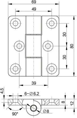 304 Stainless Steel Hinge Industrial Cabinet Distribution Cabinet Door Load Bearing Hinge 1Pc in Saudi Arabia