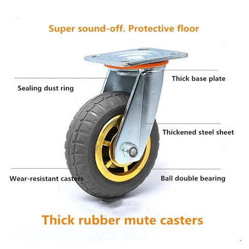 1 x 8-inch Brake Swivel Heavy-Duty casters Silent Rubber Flat cart in Saudi Arabia