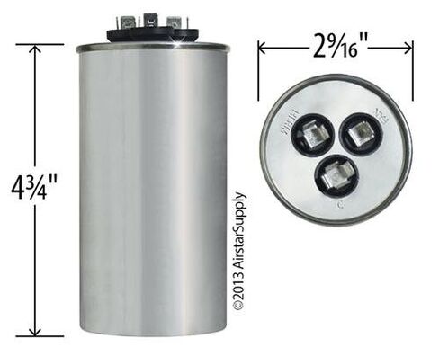 ICP/Heil/Tempstar/Arcoaire HQ1086683AX - 60 + 7.5 uf MFD 440 Volt VAC Genteq Replacement Round Dual Run Capacitor in Saudi Arabia
