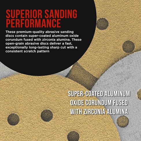 ProductionShop Premium 60 Grit 6" Gold Sanding Discs, 6-Hole Pattern, Box of 80 - Dustless Hook & Loop Backing Sandpaper for DA & Random Orbital Sanders, Sand Auto Paint, Wood Woodworking Furniture in Saudi Arabia