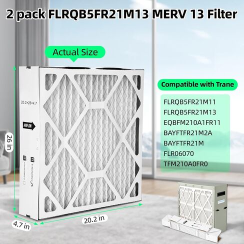 عبوتان من فلتر الهواء FLRQB5FR21M11 مقاس 20.2 بوصة × 26 بوصة × 4.7 بوصة متوافق مع فلتر الوسائط Trane FLRQB5FR21M13 وEnvirowise مقاس 20.2 بوصة × 26 بوصة × 4.7 بوصة MERV 13 in Kuwait