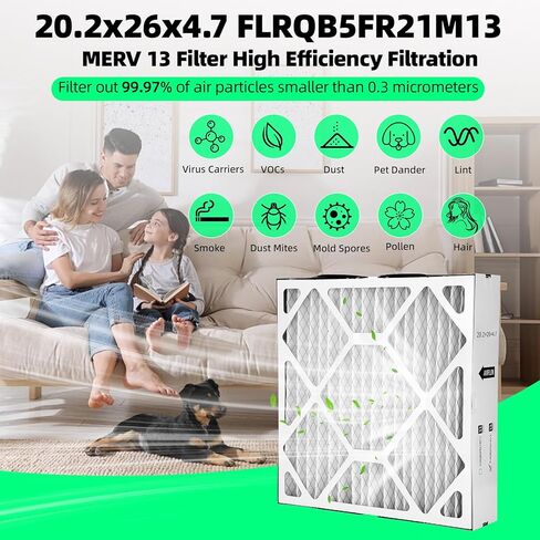 عبوتان من فلتر الهواء FLRQB5FR21M11 مقاس 20.2 بوصة × 26 بوصة × 4.7 بوصة متوافق مع فلتر الوسائط Trane FLRQB5FR21M13 وEnvirowise مقاس 20.2 بوصة × 26 بوصة × 4.7 بوصة MERV 13 in Kuwait