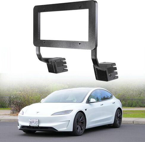 SnapPlate+ حامل لوحة الترخيص الأمامية - يناسب طراز Tesla 3 (فبراير 2024-2026) ممتاز وقياسي مع كاميرا ممتصة للصدمات - تصميم غير معدني آمن للشبكة، مضاد للسرقة، قابل للإزالة، قابل لضبط الارتفاع، صنع في الولايات المتحدة الأمريكية in Kuwait