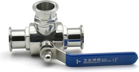 19/25/32/38/51mm Stainless Steel Three-way Ball Valve T L Port Ferrule/50.5/64mm 1Pcs(T-port,38mm Ferrule 50.5) in Saudi Arabia