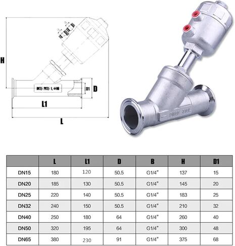 1/2 3/4 1 Inch 304 Stainless Steel Pneumatic Angle Seat Valve 16bar Angle Seat Valve 1Pcs(1",Single acting) in Saudi Arabia