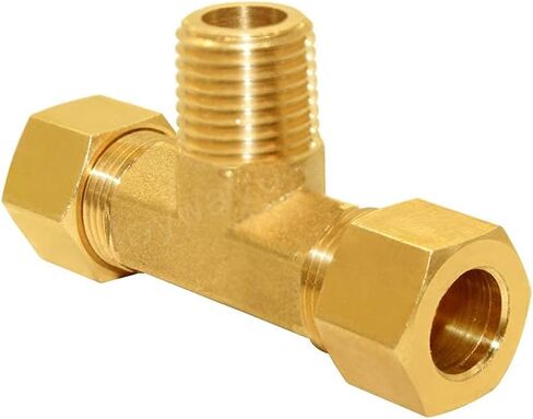 Joywayus ضغط الذكور فرع المحملة 1/4 "NPT الموضوع إلى 3/8" أنبوب OD تركيبات توصيل النحاس تشمل الجوز والطويق (حزمة من 3) in Saudi Arabia
