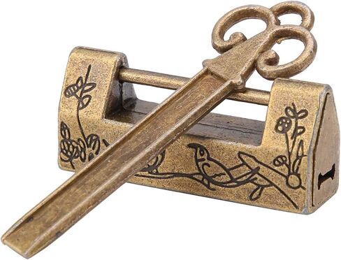 Antique Keys, Vintage Keys, Traditional Flowers Bird Padlock, for Vintage Furniture, 1.6 X 0.7 X 0.4 Inch, Bronze ﻿ in Saudi Arabia